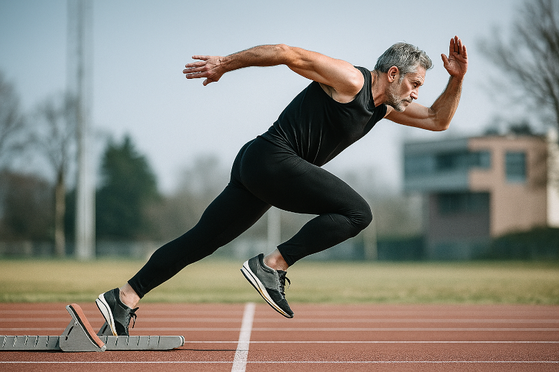 Sprinter exploding out of blocks